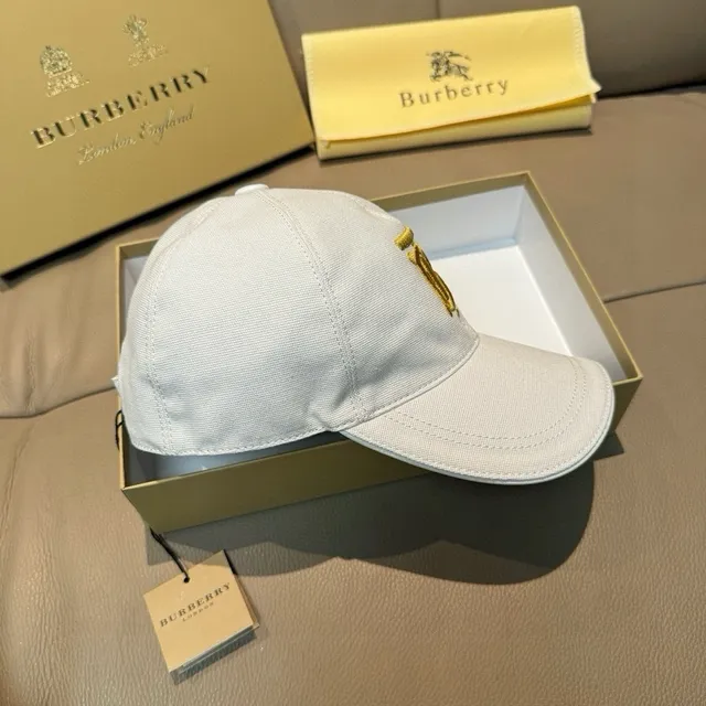 Burberry Monogram Embroidered Off-White Baseball Cap 4