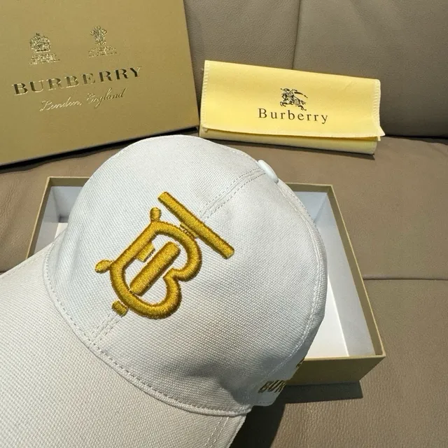 Burberry Monogram Embroidered Off-White Baseball Cap 5