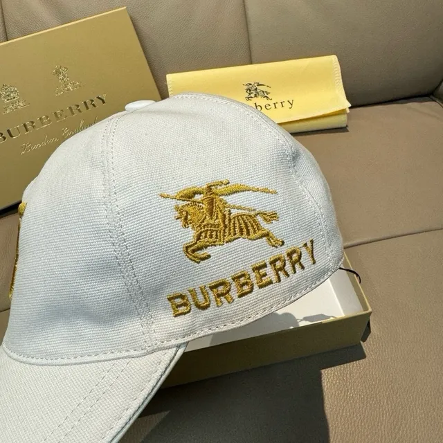 Burberry Monogram Embroidered Off-White Baseball Cap 6
