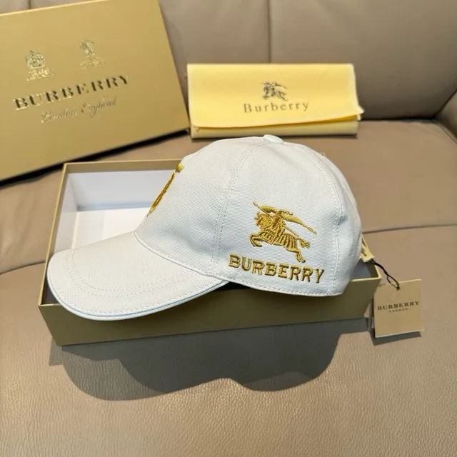 Burberry Monogram Embroidered Off-White Baseball Cap 7