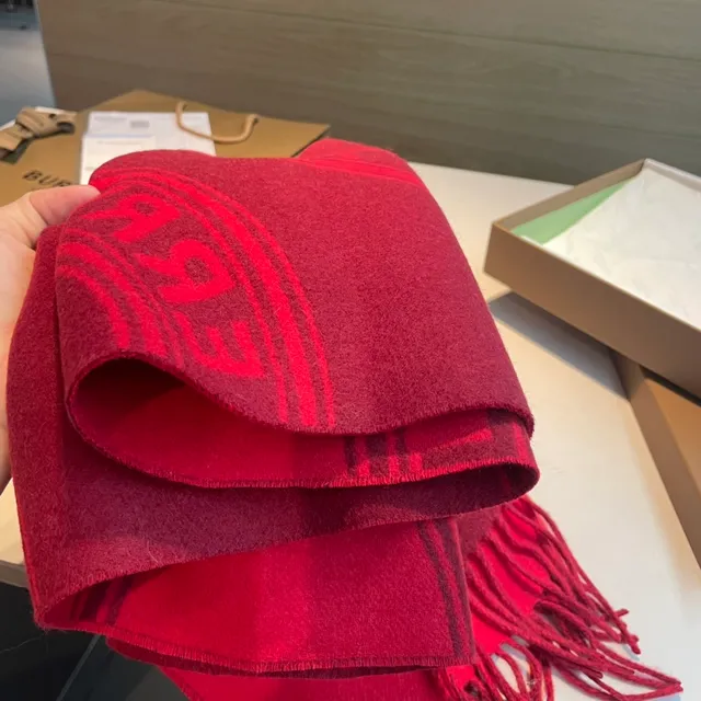 Burberry Monogram Red Cashmere Scarf 9