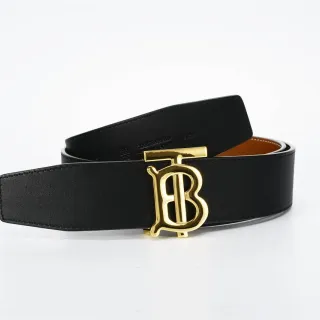 Burberry TB Belt Black and Tan Leather Belt