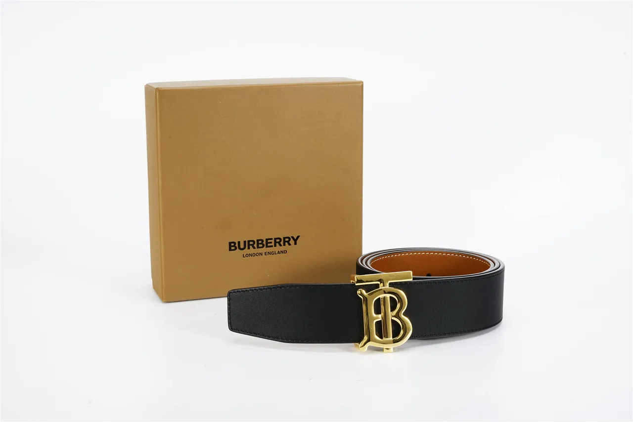 Burberry TB Belt Black and Tan Leather Belt 6