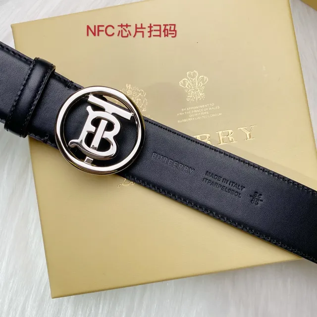 Burberry TB Belt Black Leather Belt 7