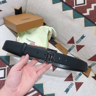 Burberry TB Belt Black Pebbled Leather Belt