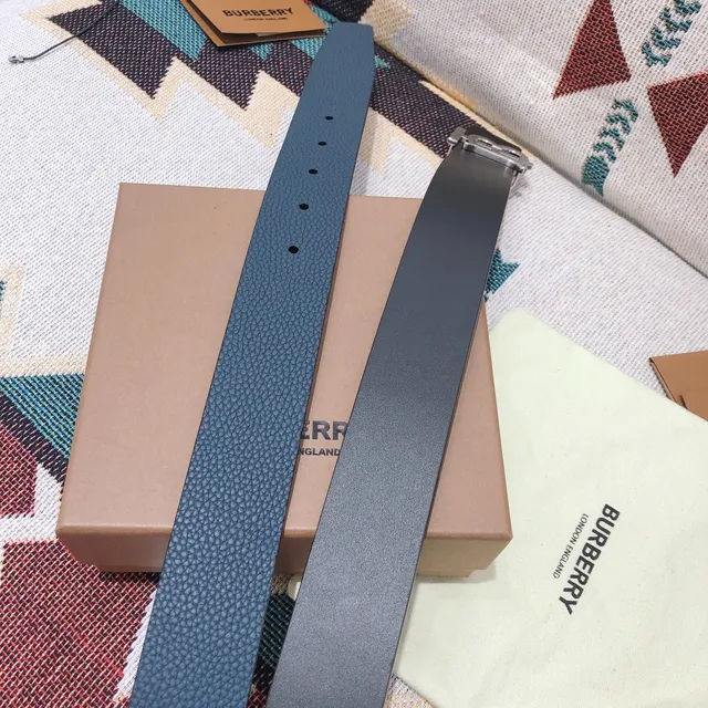 Burberry TB Monogram Belt काला चांदी चिकना बड़ा बकिल लेदर बेल्ट 3
