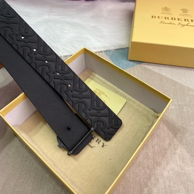 Burberry TB Monogram Black Leather Belt 5