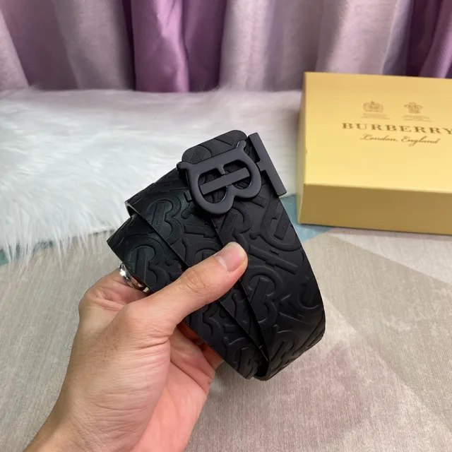 Burberry TB Monogram Black Leather Belt 8