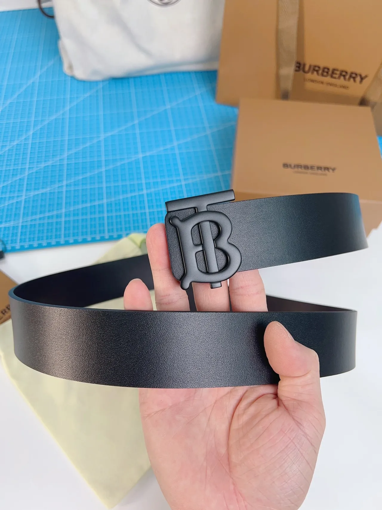 Burberry Thomas Burberry Monogram Belt Black Leather Belt 2