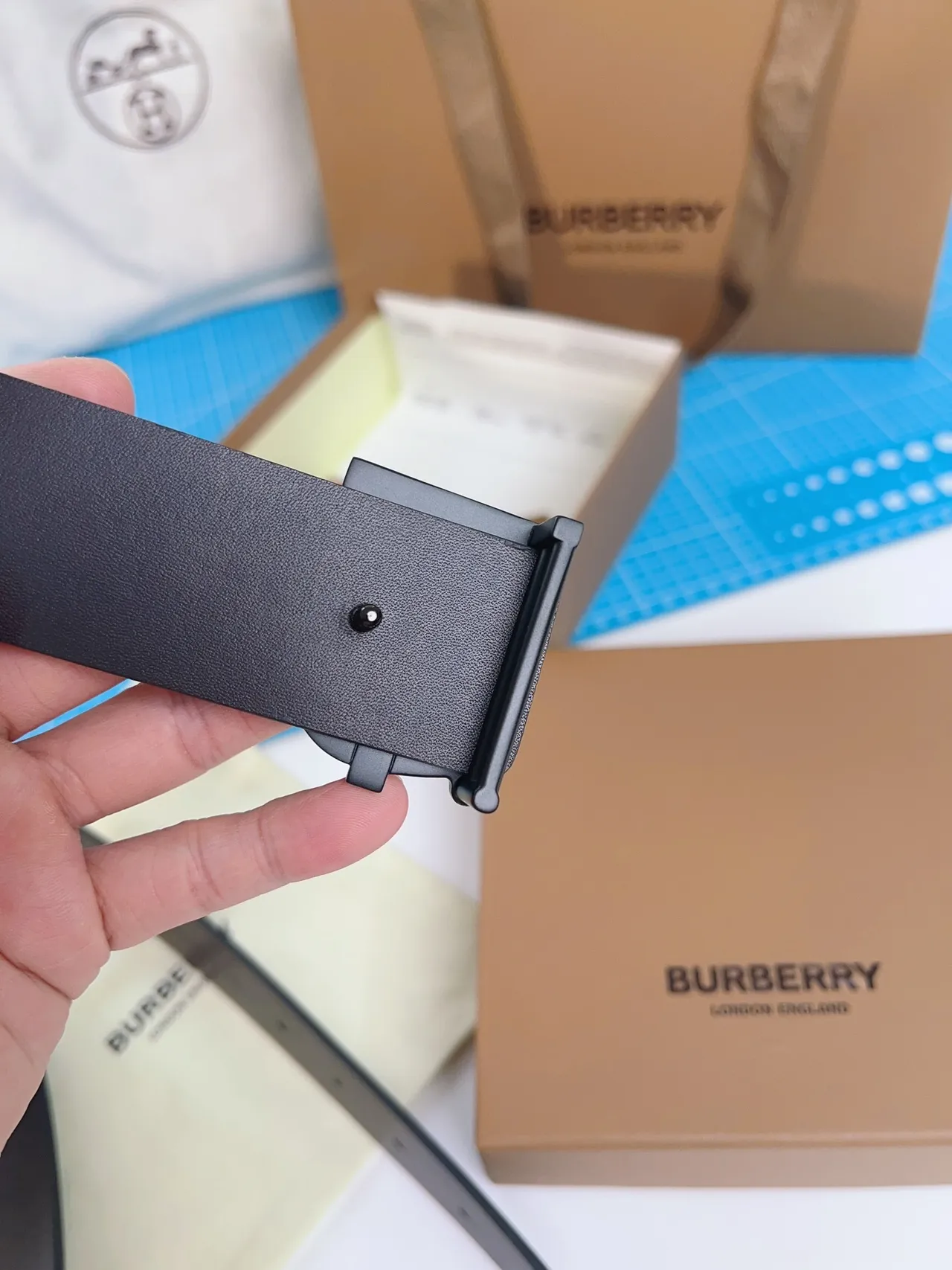Burberry Thomas Burberry Monogram Belt Black Leather Belt 4