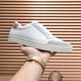 Burberry সাদা ধূসর লো-টপ চামড়া-সুয়েড হাইব্রিড লাইফস্টাইল স্নিকার