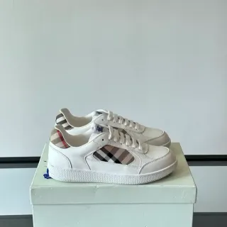 Burberry White Multicolor Leather Upper House Check Side Panel Lifestyle Sneakers