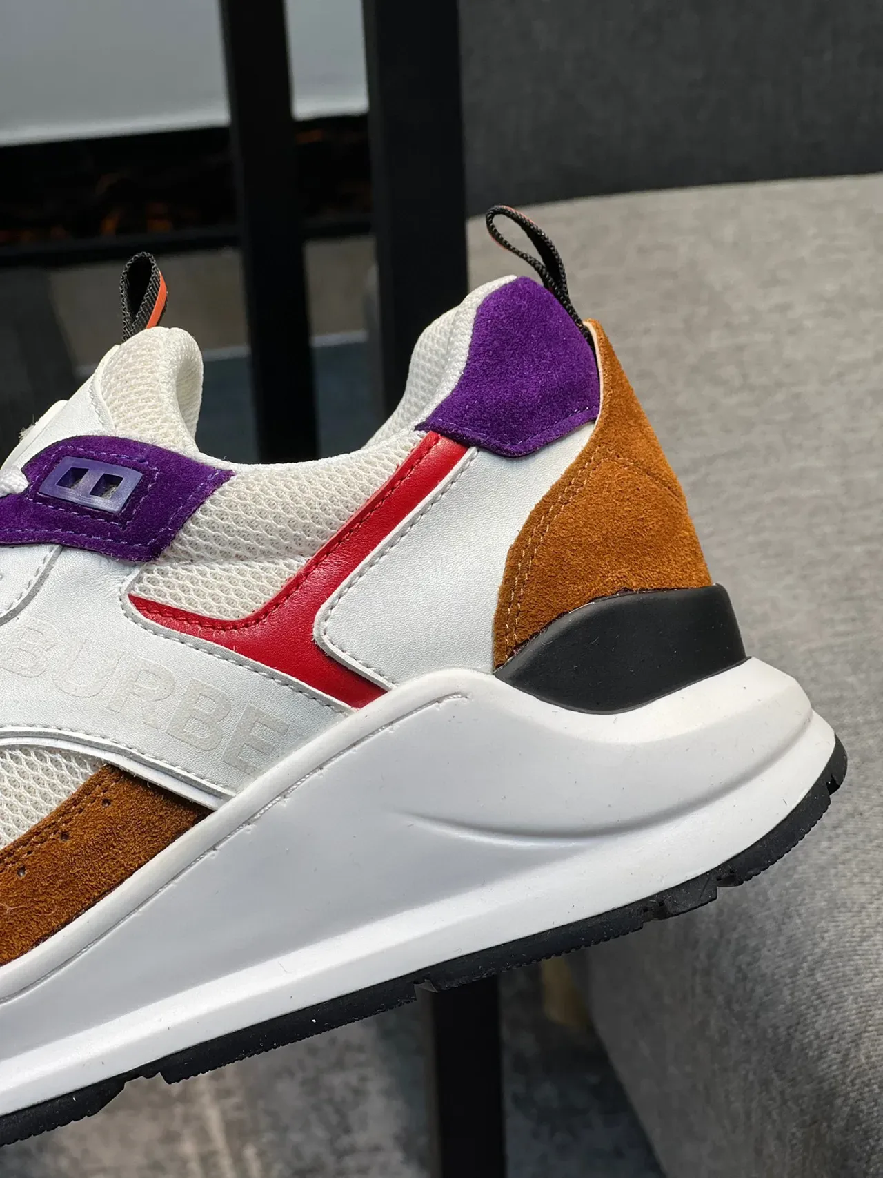 Burberry White Purple Midsole Multi-Panel Suede And Mesh Upper Chunky Sneakers 8
