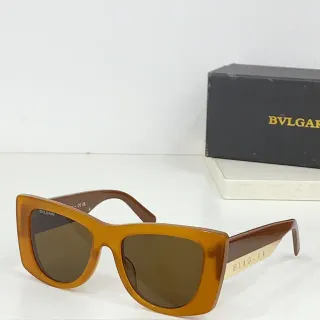 Bvlgari হলুদ-ভূরা আয়তাকার বিড়ালের চোখ সানগ্লাস