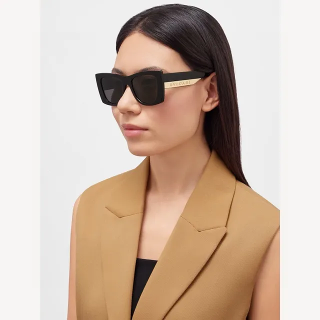 Bvlgari Amber-Brown Rectangular Cat-Eye Sunglasses 2