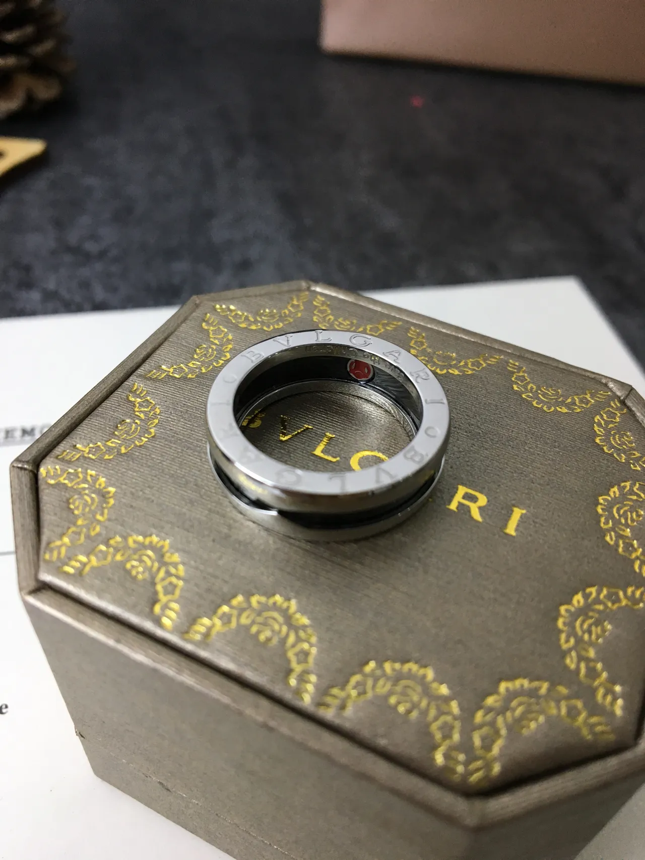 Bvlgari B.zero1 Engraved Lettering Silver Ring 2