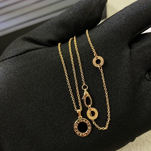 Bvlgari B.zero1 Gold Black Circular Logo Pendant Engraved Brand Band Necklace 3