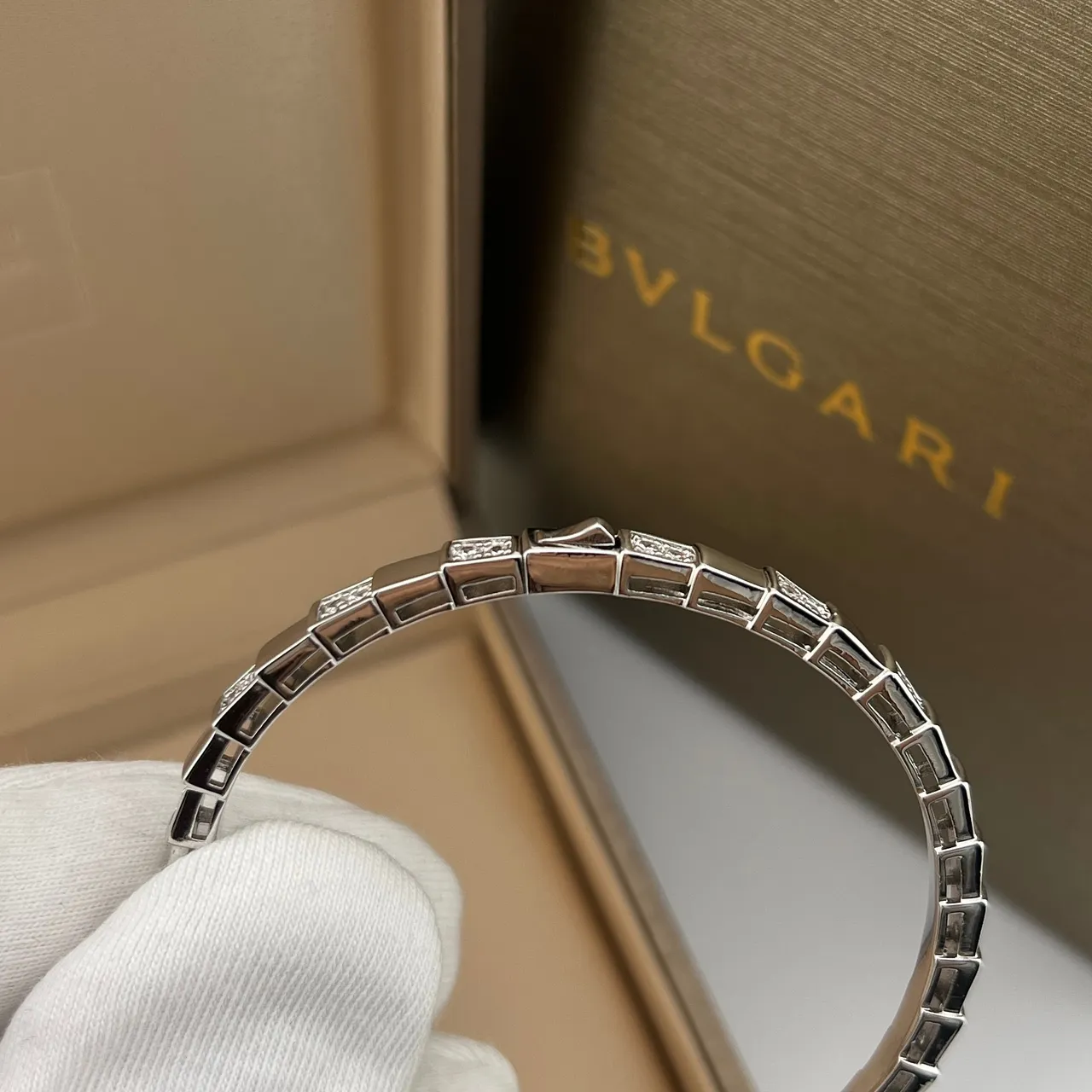 Bvlgari B.zero1 Or Argent Bracelet maillons en blocs segmentés pavé avec pierres 3