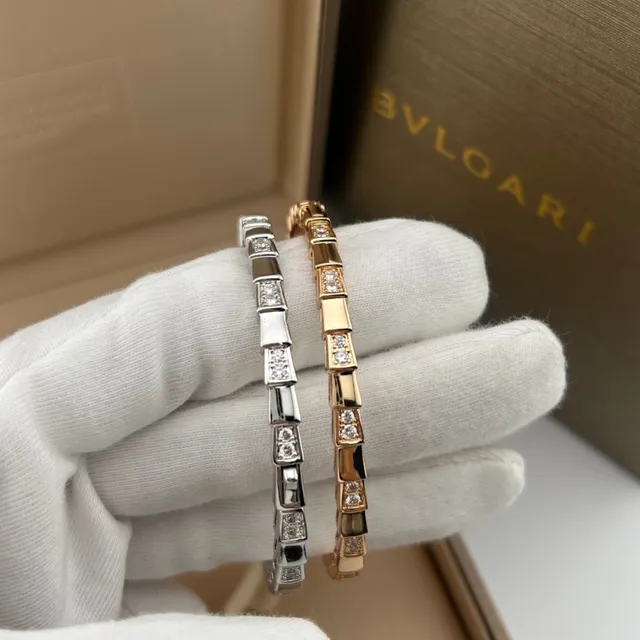 Bvlgari B.zero1 Or Argent Bracelet maillons en blocs segmentés pavé avec pierres 6