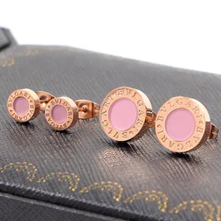 Bvlgari B.zero1 Pink Gold Circular Disc Engraved Band Earrings