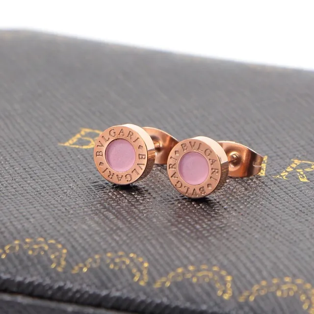 Bvlgari B.zero1 Or Rose Disque Circulaire Gravé Bande Boucles d'Oreilles 5