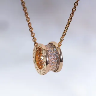 Bvlgari B.zero1 Rotating Double-Ring Pavé Crystal Necklace