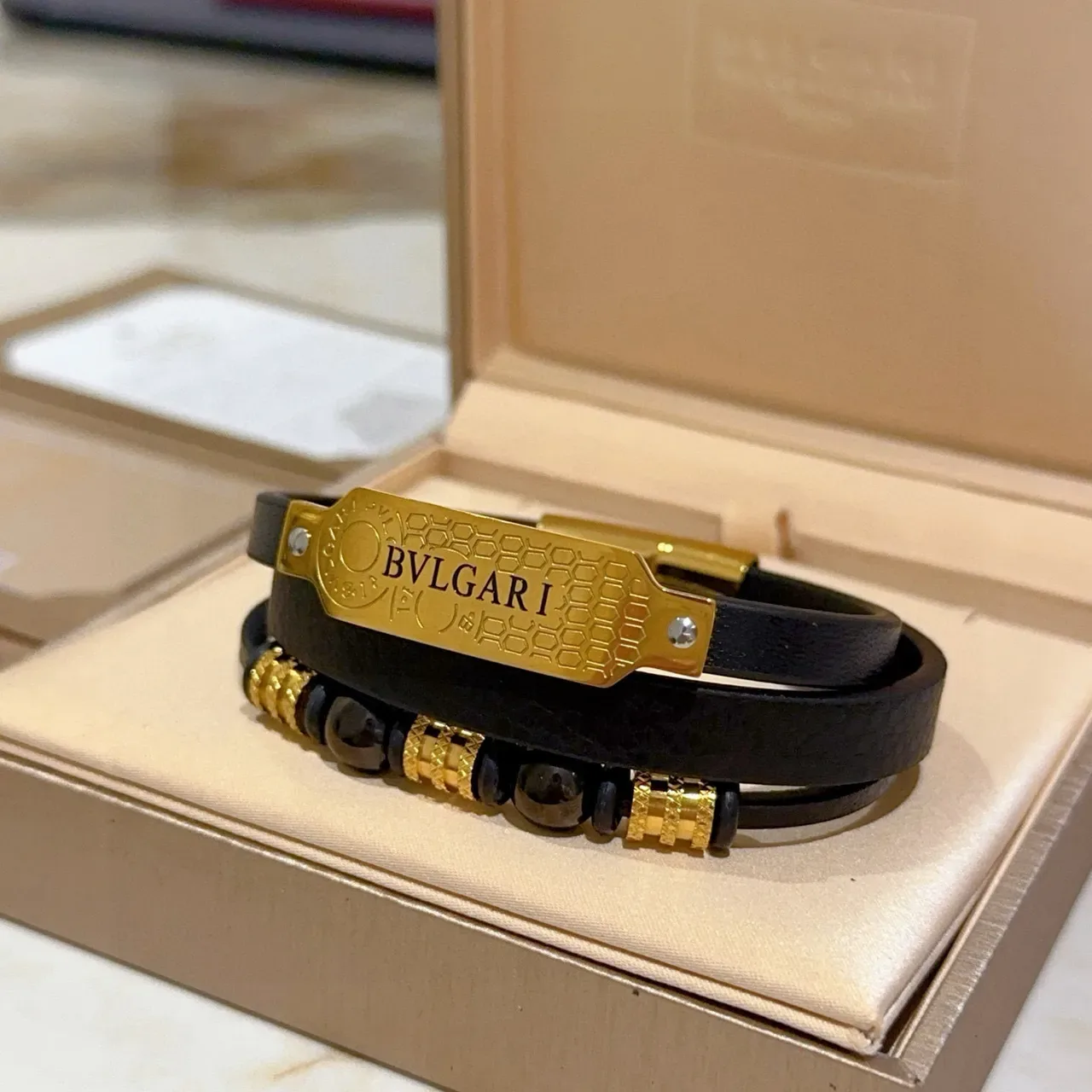 Bvlgari Black Gold Dual-Layer Plaque Bracelet 3