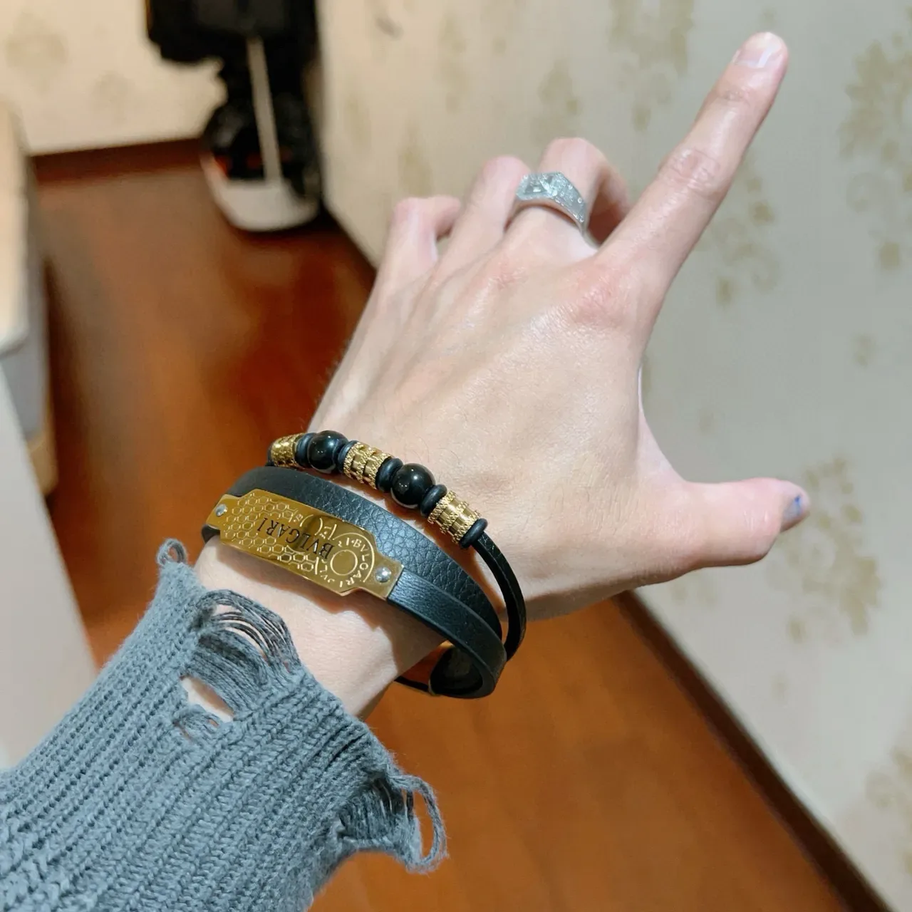Bvlgari Black Gold Dual-Layer Plaque Bracelet 4