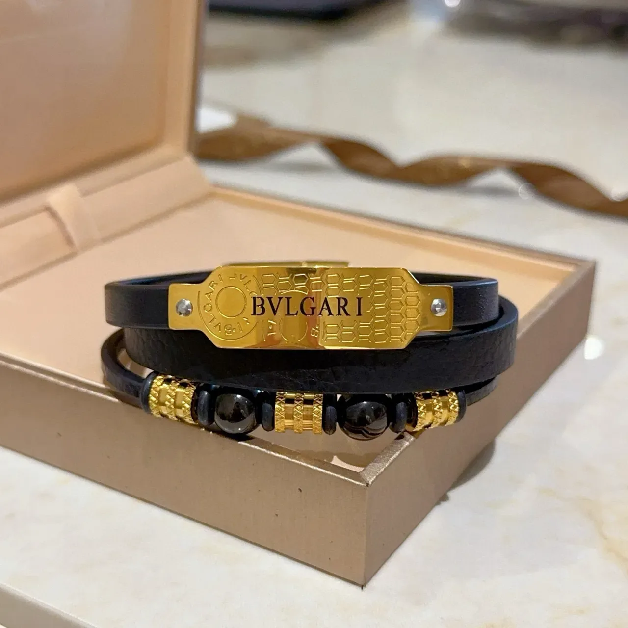 Bvlgari Black Gold Dual-Layer Plaque Bracelet 5