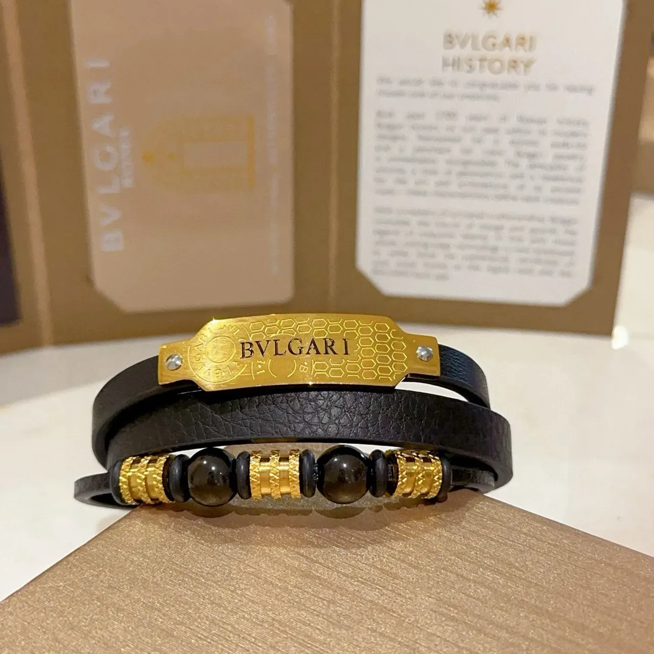 Bvlgari Black Gold Dual-Layer Plaque Bracelet 6
