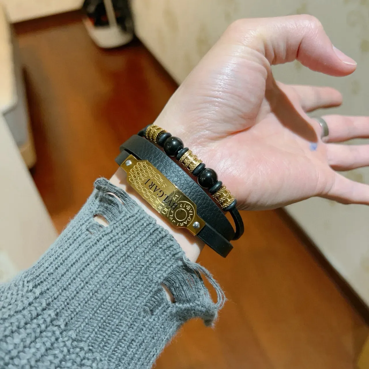 Bvlgari Black Gold Dual-Layer Plaque Bracelet 7