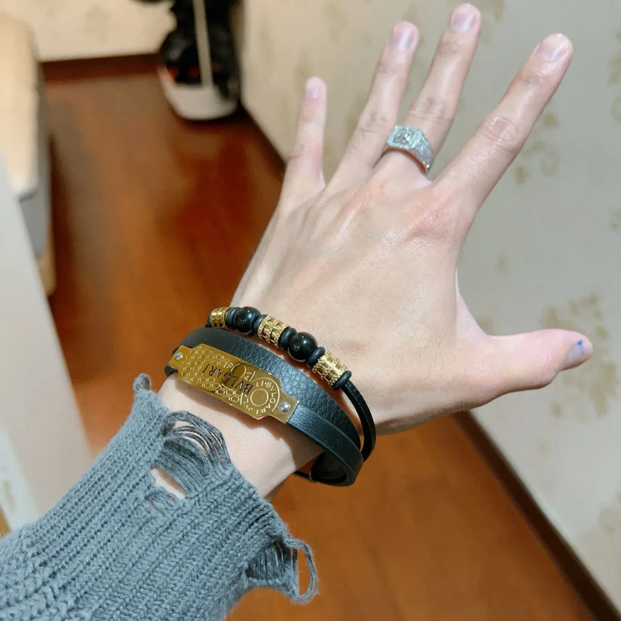 Bvlgari Black Gold Dual-Layer Plaque Bracelet 8