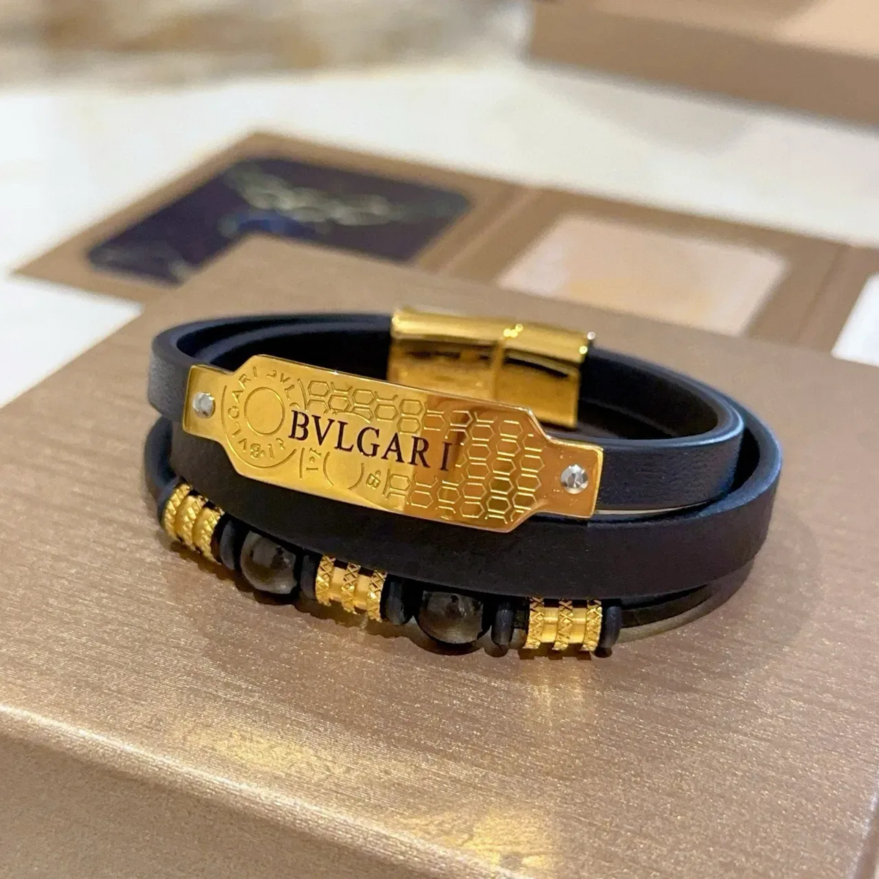 Bvlgari Black Gold Dual-Layer Plaque Bracelet 9