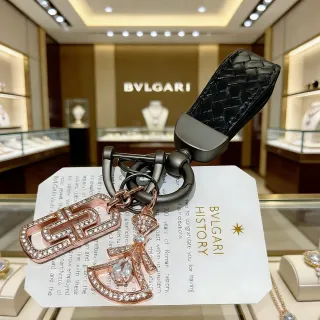 Bvlgari Black Gold Woven Leather Strap Rose Metal Jewelry