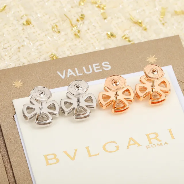 Bvlgari Fiorever Boucles d'oreilles en forme de fleur en or rose et argent 4