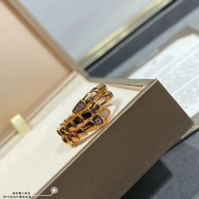 Bvlgari Gold Silver Articulated Serpentine Multi-Band Ring 8