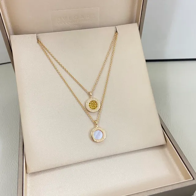 Bvlgari সোনা রুপো লেয়ার্ড মাল্টি-চেইন সার্কুলার মেডেলিয়ন পেন্ডেন্ট নেকলেস 5