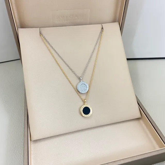 Bvlgari সোনা রুপো লেয়ার্ড মাল্টি-চেইন সার্কুলার মেডেলিয়ন পেন্ডেন্ট নেকলেস 6