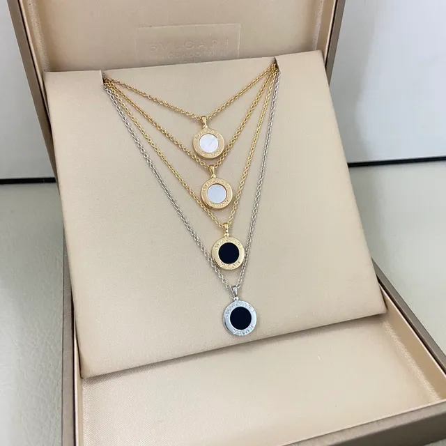 Bvlgari সোনা রুপো লেয়ার্ড মাল্টি-চেইন সার্কুলার মেডেলিয়ন পেন্ডেন্ট নেকলেস 8