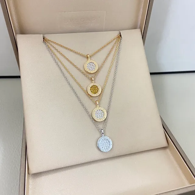 Bvlgari সোনা রুপো লেয়ার্ড মাল্টি-চেইন সার্কুলার মেডেলিয়ন পেন্ডেন্ট নেকলেস 9