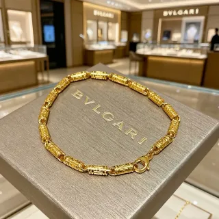 Bvlgari सोना ट्यूबुलर लिंक्स ज्योमेट्रिक एनग्रेविंग डिटेलिंग ब्रेसलेट