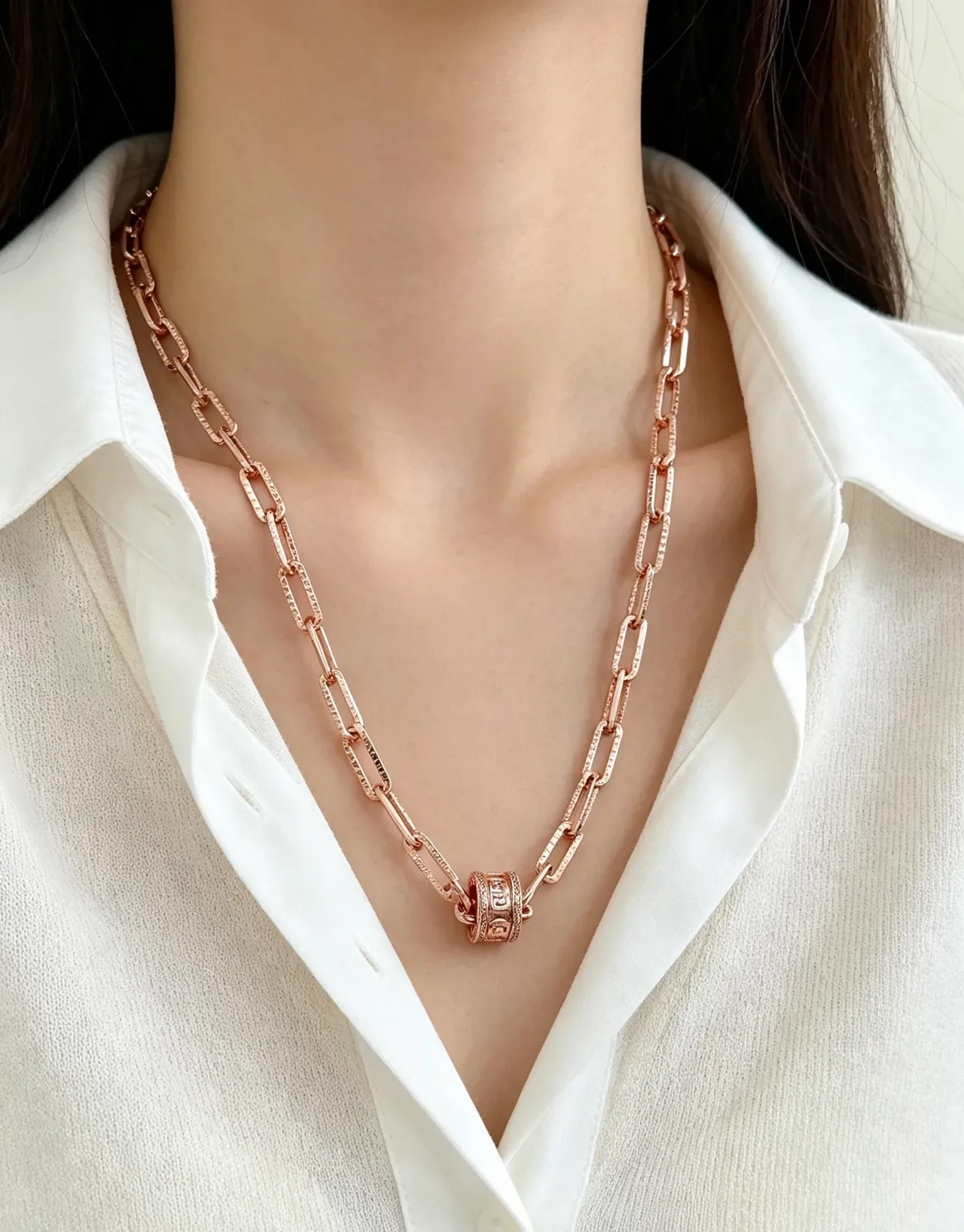 Bvlgari Pink Gold Rose Chain Pavé-Set Links Necklace 3