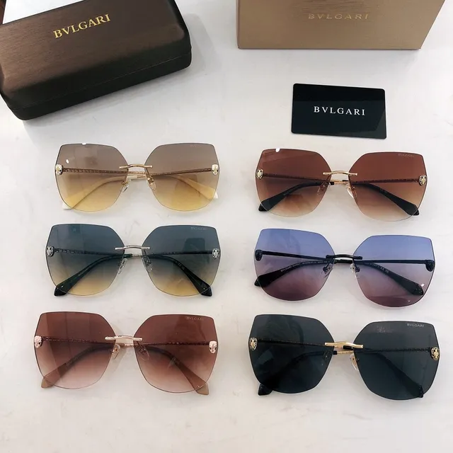 Bvlgari بدون إطار ذهبي أسود نظارات شمسية 3