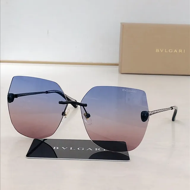Bvlgari بدون إطار ذهبي أسود نظارات شمسية 4