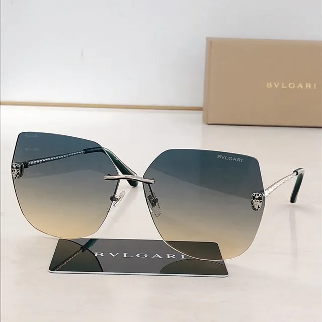 Bvlgari بدون إطار ذهبي أسود نظارات شمسية 8