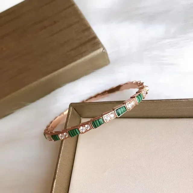 Bvlgari Segmented Malachite and Diamond Rose Gold Bracelet 3