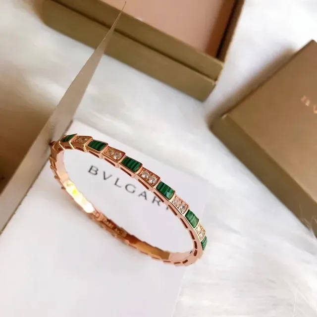 Bvlgari Segmented Malachite and Diamond Rose Gold Bracelet 5