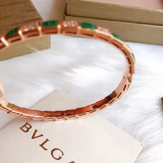 Bvlgari Segmented Malachite and Diamond Rose Gold Bracelet 6
