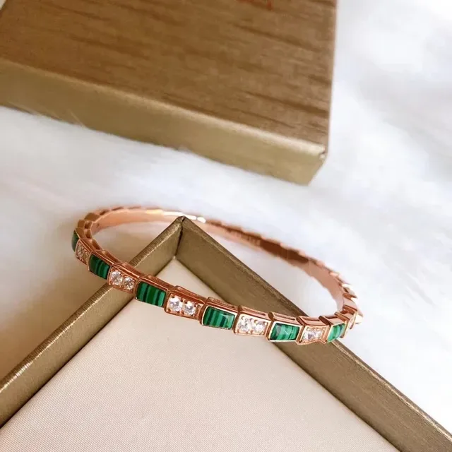 Bvlgari Segmented Malachite and Diamond Rose Gold Bracelet 7