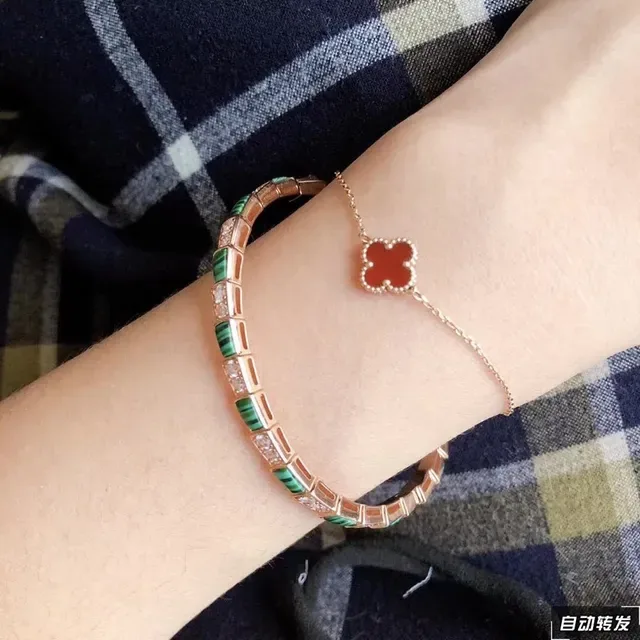 Bvlgari Segmented Malachite and Diamond Rose Gold Bracelet 9